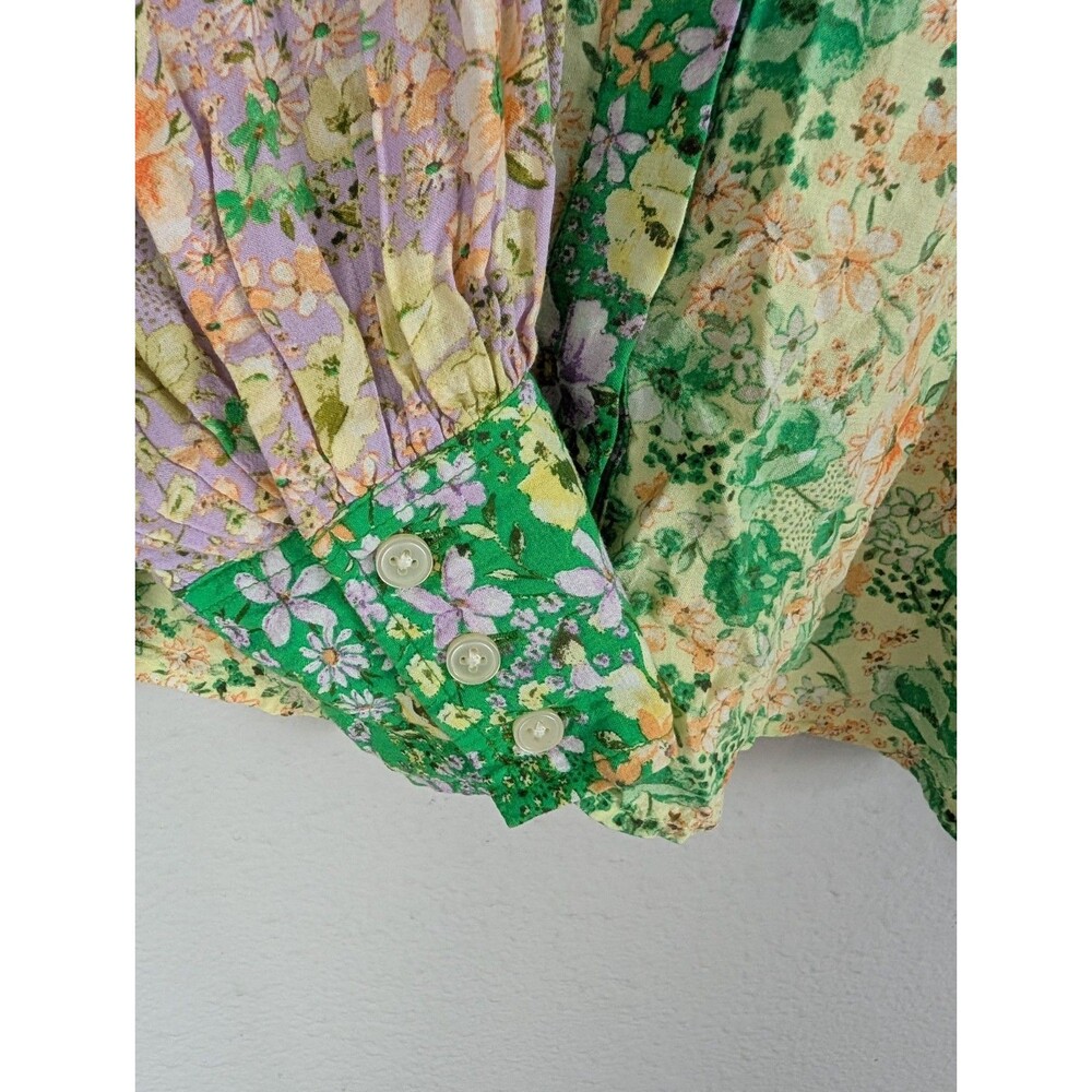 Loft Floral Patchwork Bishop Sleeve Button Up Shi… - image 6